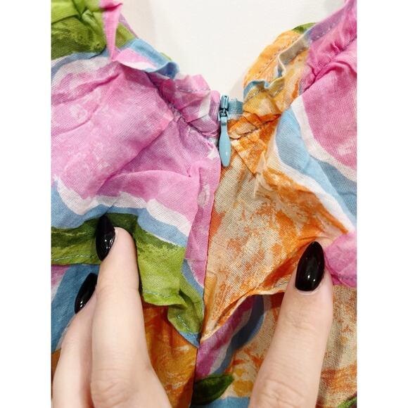 NWT Banjanan Scorpio Mini Dress in Euphoric Bloom Floral Ruffle Cotton - Picture 9 of 16